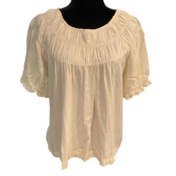 Pologram Illie Smocked Detailed Blouse Top in Ivory size small - Picture 7 of 7